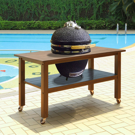 DULUTH FORGE 21 Inch Ceramic Charcoal Kamado Grill With Table - Brown Spice - Mode DK-21T-BS